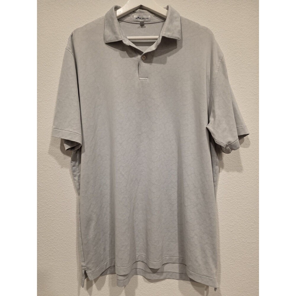 Peter Millar Golf Polo Shirt Men’s Large Gray Textured Pattern Soft Performance